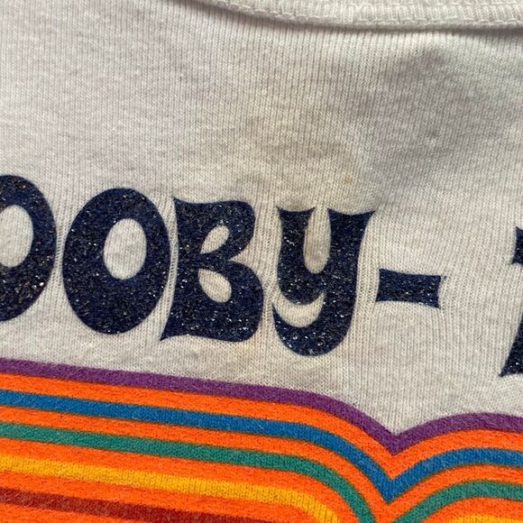 Y2K Vintage Scooby Doo Baby Tee 75 glitter graphic 00s juniors large - Picture 4 of 5